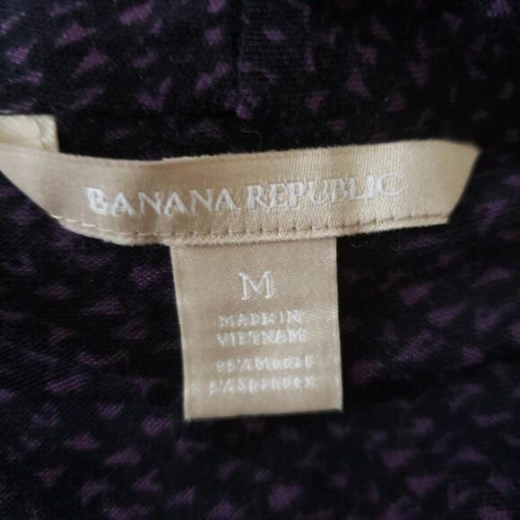 Banana Republic Black & Purple Geo Print Cowl Neck Split-Front Top Size Medium - Picture 7 of 10